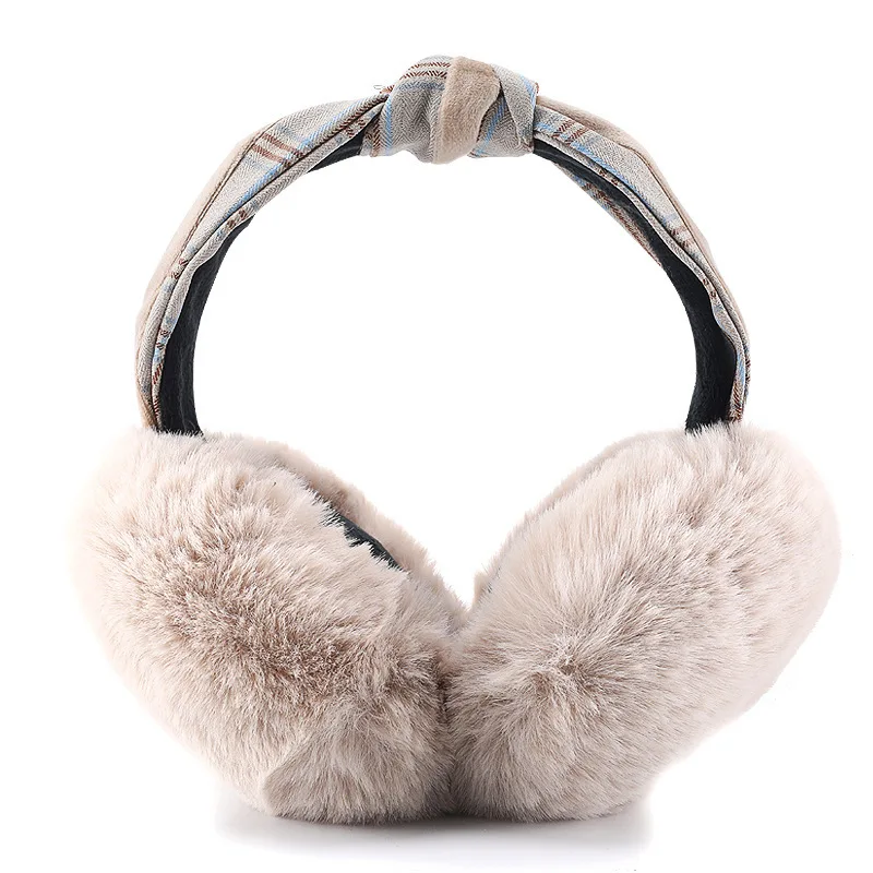 
Winter foldable hair band earmuffs Lady warm windproof memory headband decorative plush earmuffs 