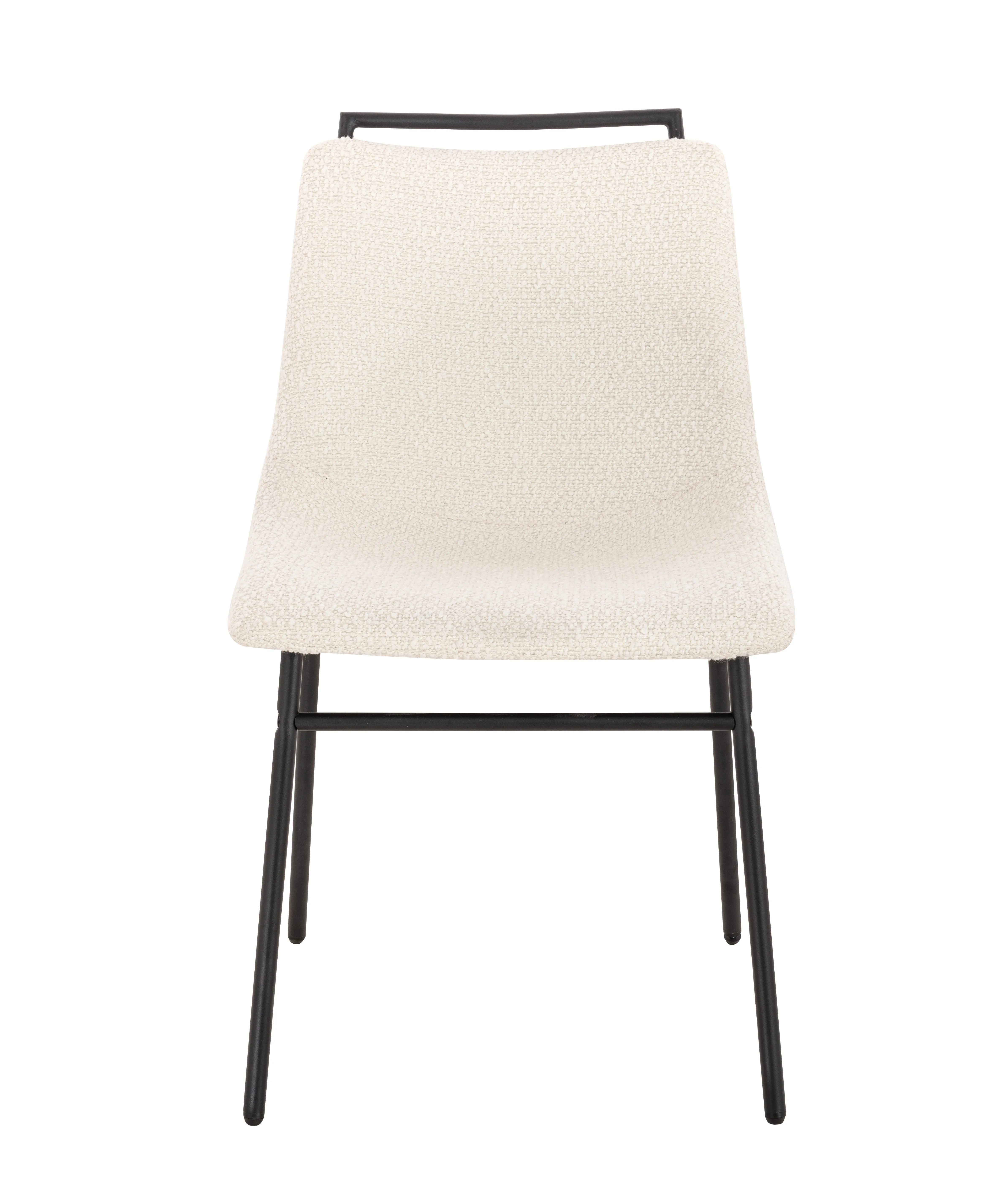 Wholesale Factory Price Modern Design White Dining Room Linen Fabric Black Metal Frame Legs Dining Chair