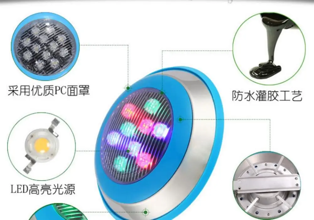  Популярный полноцветный подводный светильник selli12v Par56 RGB 18 Вт ABS IP68 уличный фонтан настенный водонепроницаемый светодиодный для