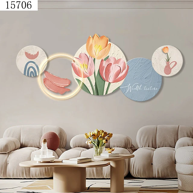 Room decoration items,  acrylic lotus diamond painting laser engraving crystal porcelain painting wall art home decoration