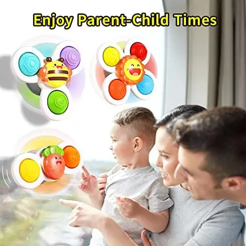 3pcs ABS Sensory Bath Spinners Anti-Stress Suction Cup Toys for Boys & Girls Custom Model Birthday Gifts