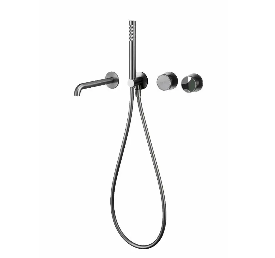 Wholesale New Design Colorful Handle Wall Mounted Matt Black Finished Bathtub Faucet Bathroom Brass Bath Faucet With Hand Shower