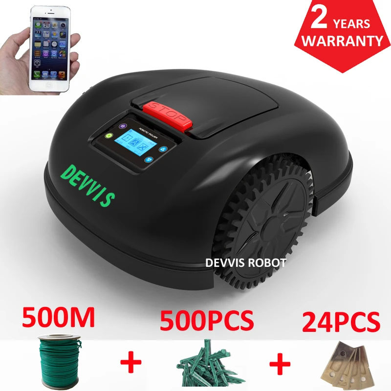 
DEVVIS NO TAX For EU Country Grass Lawn Robot Mower with 13.2ah Lithium Battery,500m wire,500pcs pegs,24pcs blade 