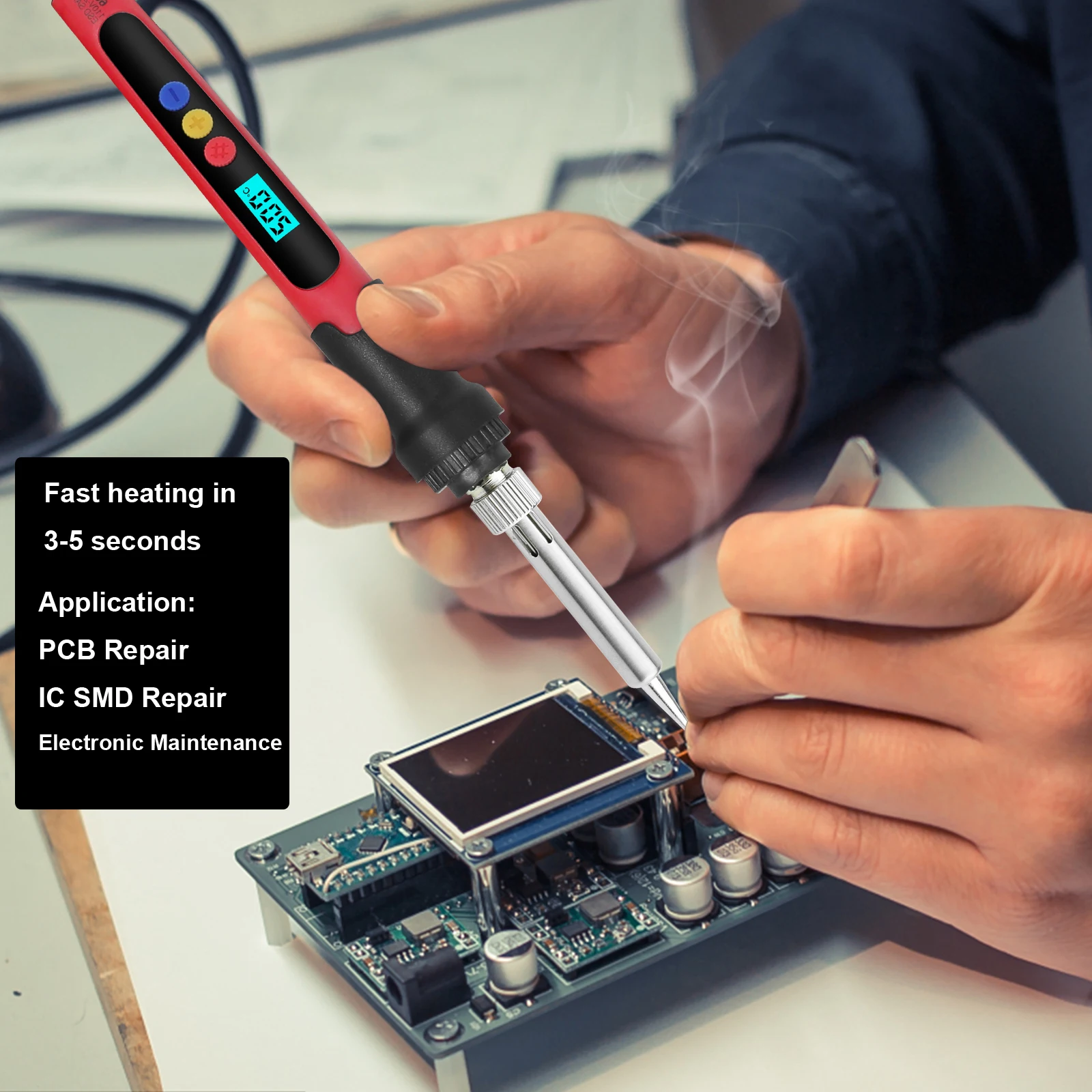 Mini Digital Display Electric Soldering Iron 60W C/F Adjustable Temperature LCD Screen Welding Repair Tool EU/US Welding Gun