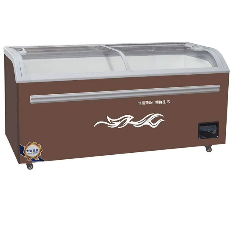 supermarket refrigeration equipment island fridge Combination island fridge freezers for fish meat frozen food