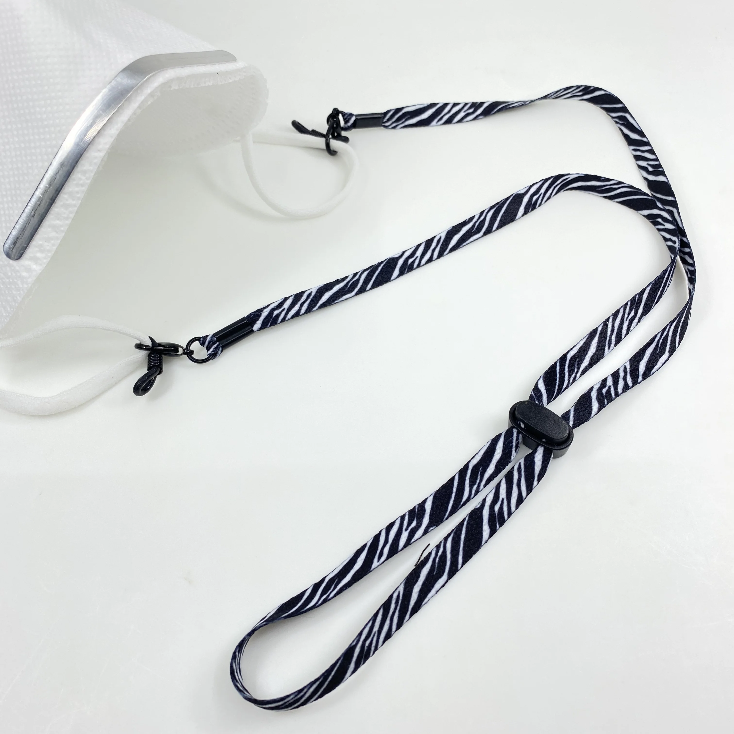 Custom multi color printing logo sunglasses  cord lanyard neck strap with lobster clasp hook clip rubber loop
