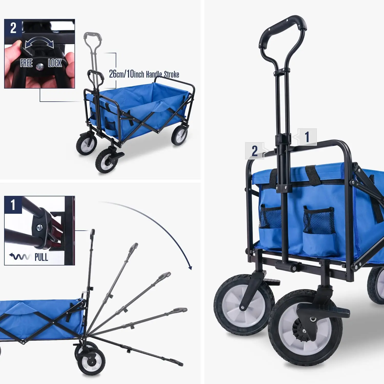 beach wagon cart garden cart utility wagon high pu material sand beach folding wagon cart wheel 7x4 '