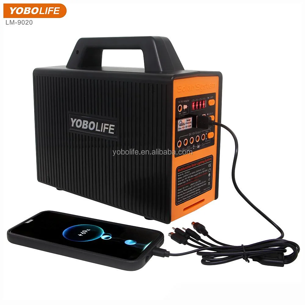 LM-9020 Solar Camping System Portable Solar Power Station 12V 80Wh Use DC Fan&TV Home Lighting Kits For Outdoor