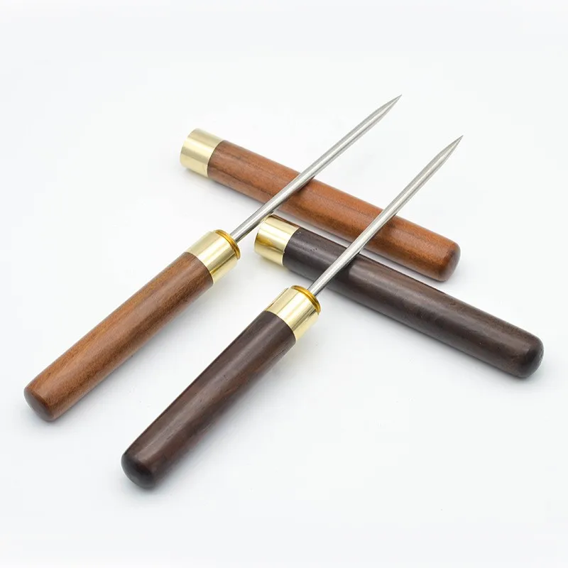 Ice Pick Stainless Steel Wooden Handle With Cover Bar Tools for Kitchen Bars
