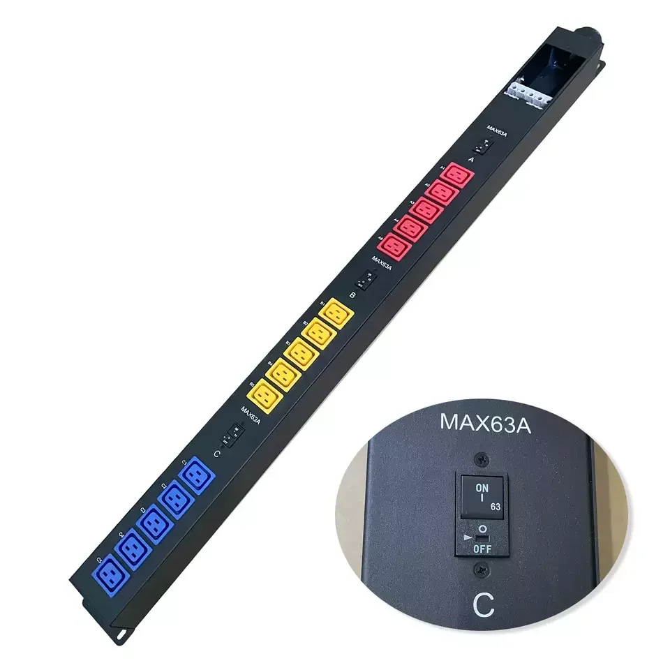 OIT-Custom 3 phase 60 amp PDU 15 Ports C19 Switched Server Cabinet Power Rack PDU for Data Center