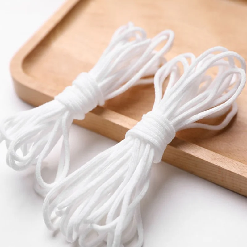 5MM  Earloop   Elastic  Black Flat Thin Cord Holder Soft Ear Tie Rope Elastic Cord