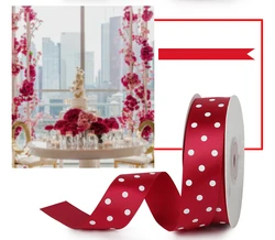 Satin Ribbon Factory Stocked Wholesale 100% Polyester Ribbons Dots Printed
