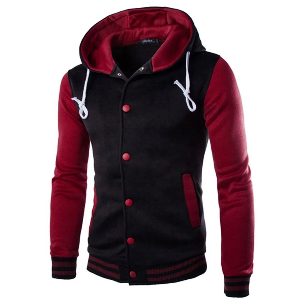 Custom Baseball Hoodies Men Spring Warm Patchwork Fleece Sweatshirts