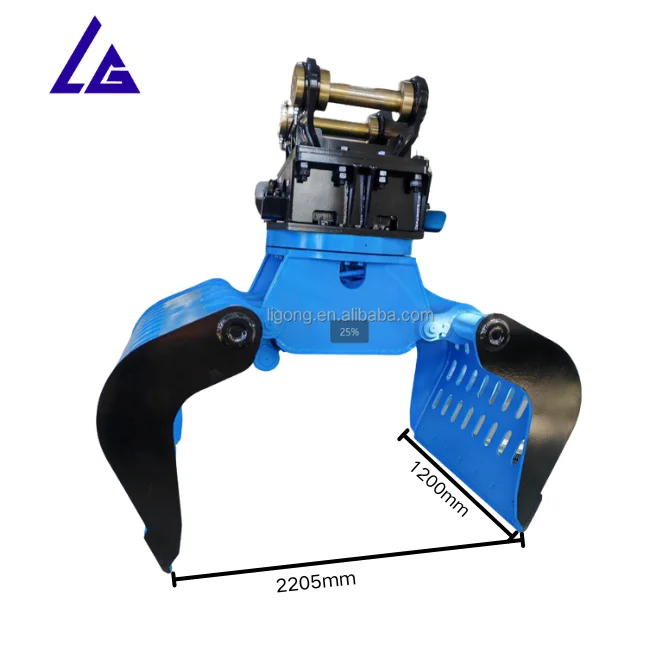 cat325 pc200 ec210 excavator rotating sorting grapple double cylinder&motor hydraulic demolition grab for forestry work