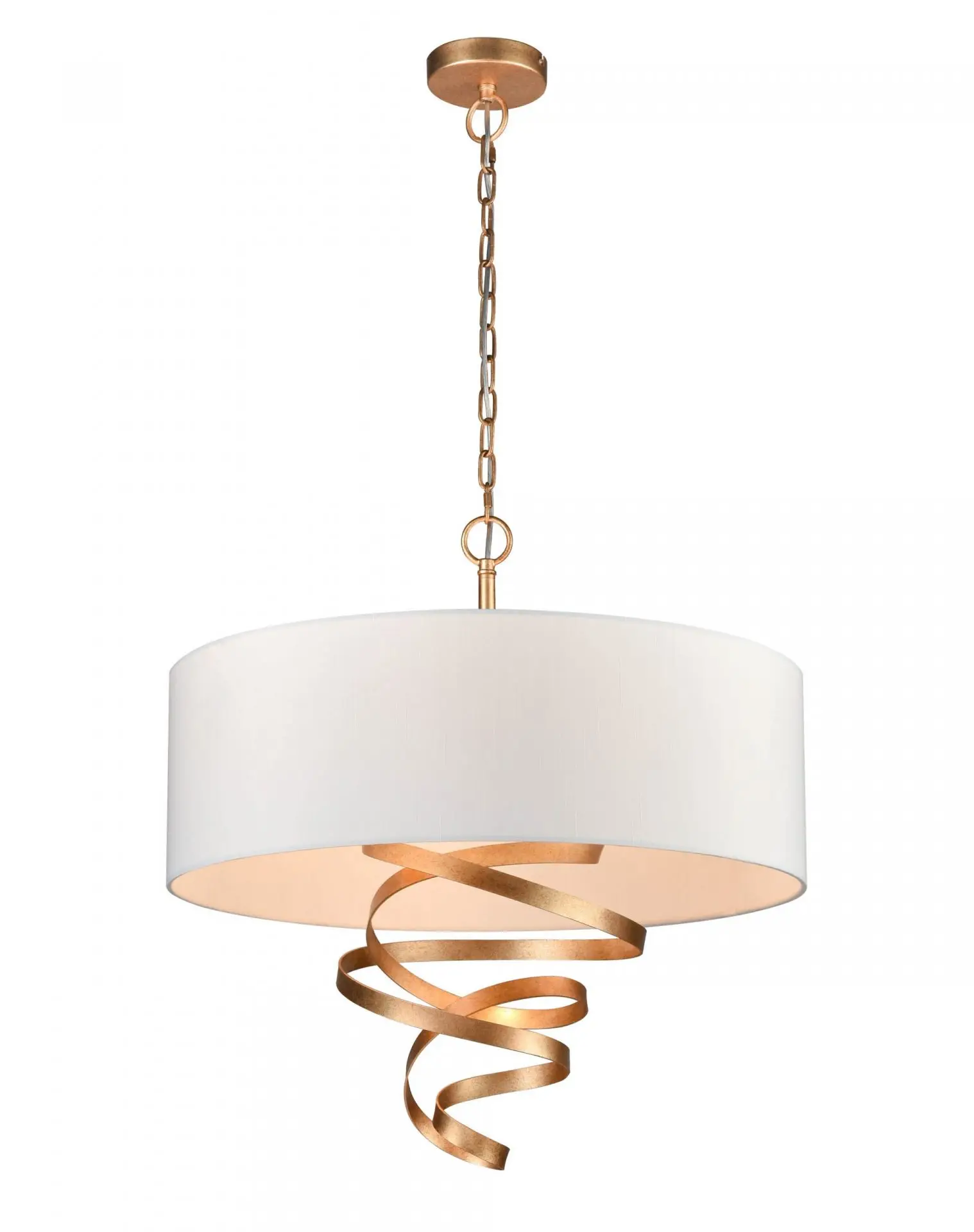 Farmhouse Style Wave Metal Chandelier Fabric Lampshade Pendant Switch Warm White LED Custom Project Kitchen Island ETL