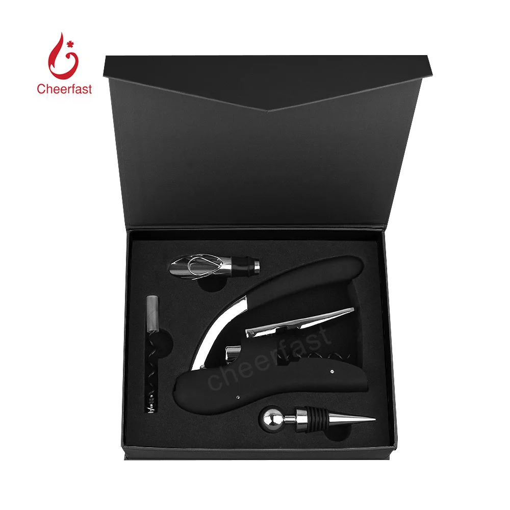 Customized Brand Goose Head Bottle Opener With Pourer With Wine Stopper Magnetic Box Gift Set Metal Goose Shaped Corkscrew Kit