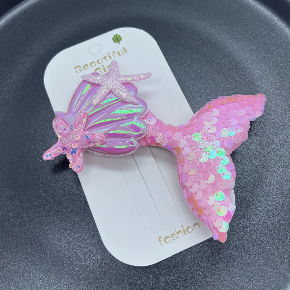 boho fashion mermaid hair accessory cute sequins 10cm hairpin hair clip for girls
