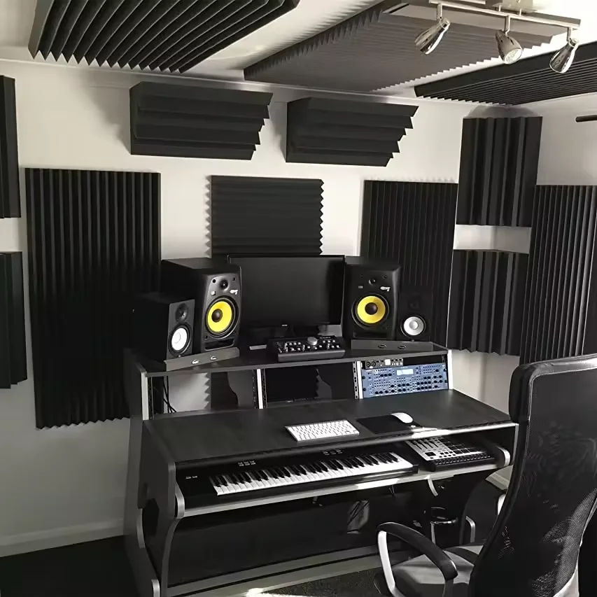 Wholesale Fireproof Soundproof Foam Panel Acoustic Wedge Cotton Self-Adhesive Foam for Studio Band Room Sound Isolation Panel