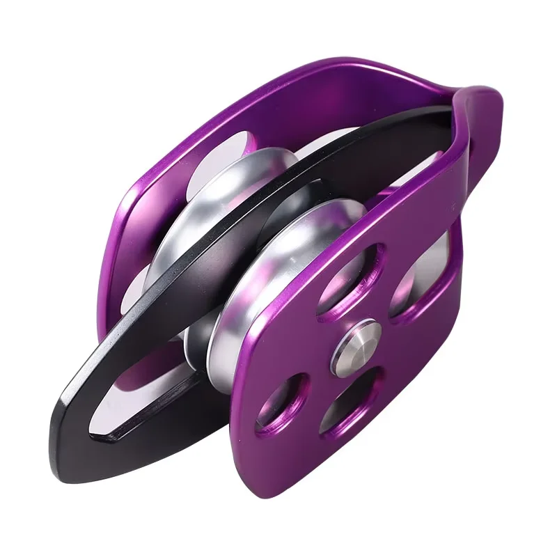 Custom High Efficiency Rescue Pulley Outdoor Climbing Pulley Block Aviation Aluminum Alloy Climbing Double Pulley