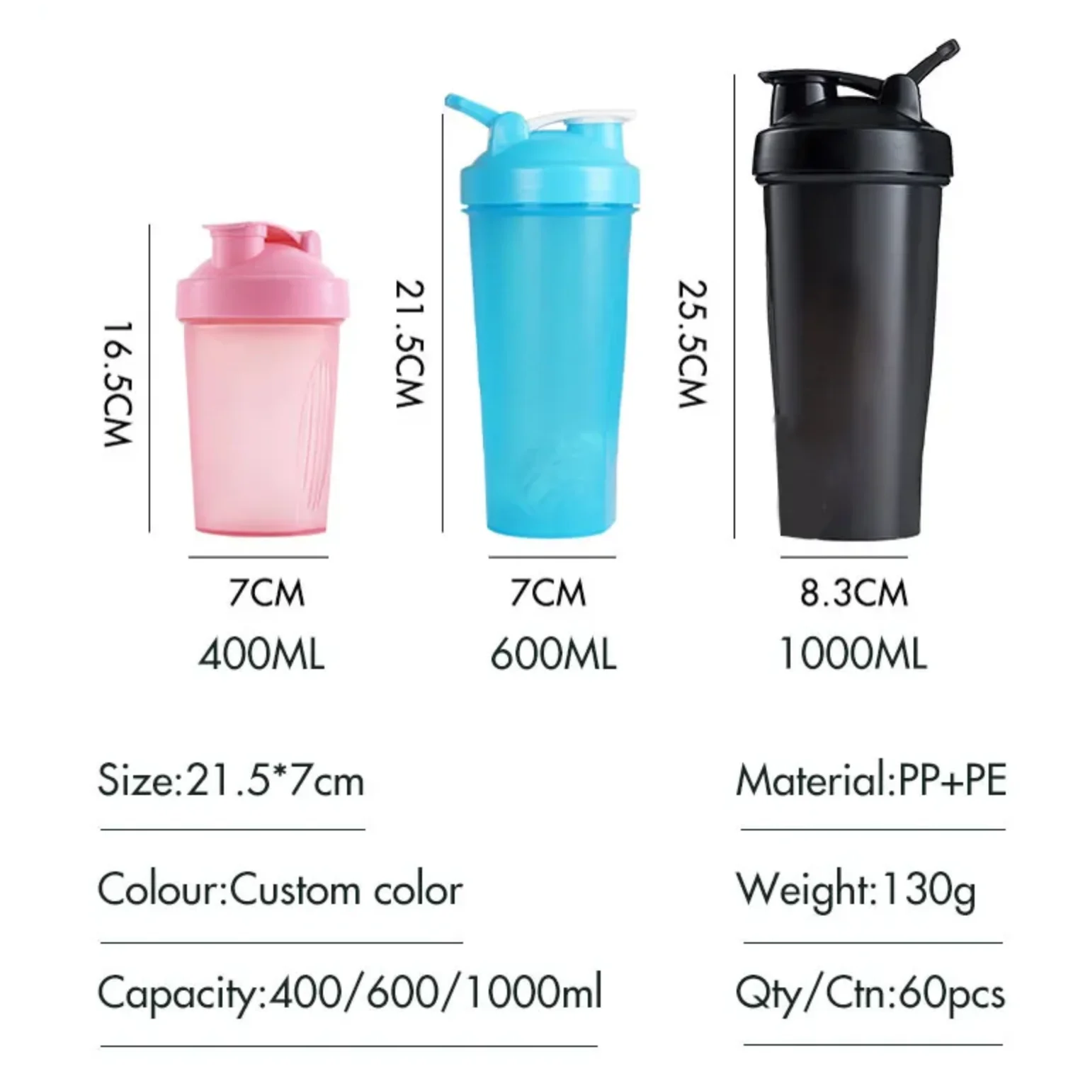 custom logo Reusable Sport Plastic Water Bottles Low Moq Gym Blender Protein Shaker Bottle