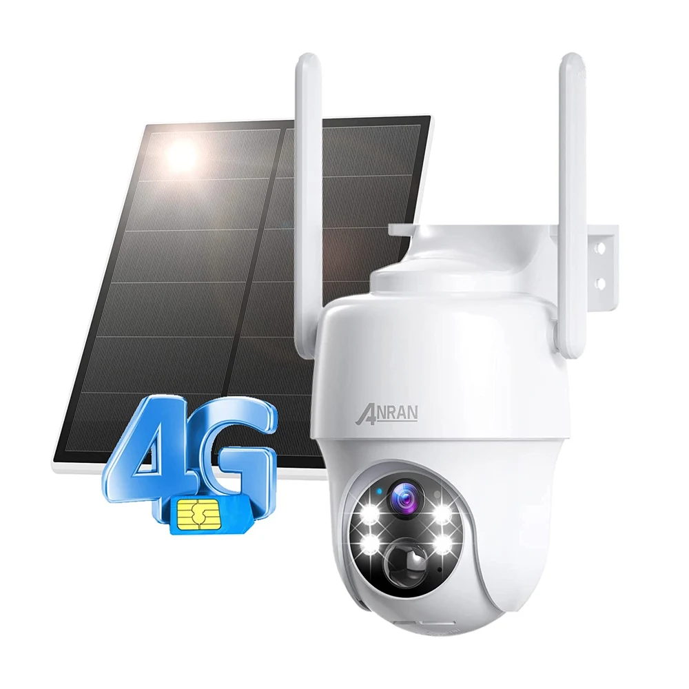 ANRAN  Low Power 3MP SIM Card LTE 3G Outdoor CCTV Surveillance IP Solar Wireless PTZ 4G Camera Security