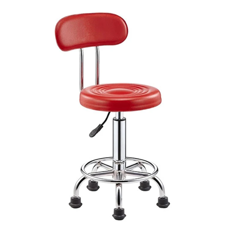 High Quality Pu Leather Red Color Round Bar Stools Chair With Footrest High Bar Chairs Science Lab Furniture Laboratory Stool