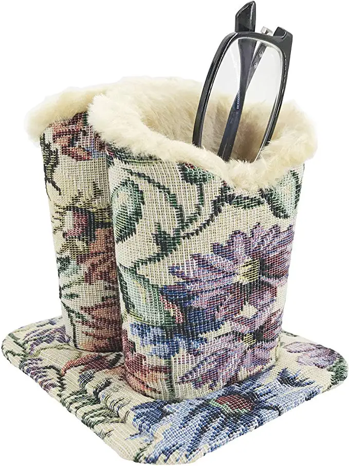 
Plush Lined Eyeglass Holder Stand PU Leather Double Protective Glasses Case 