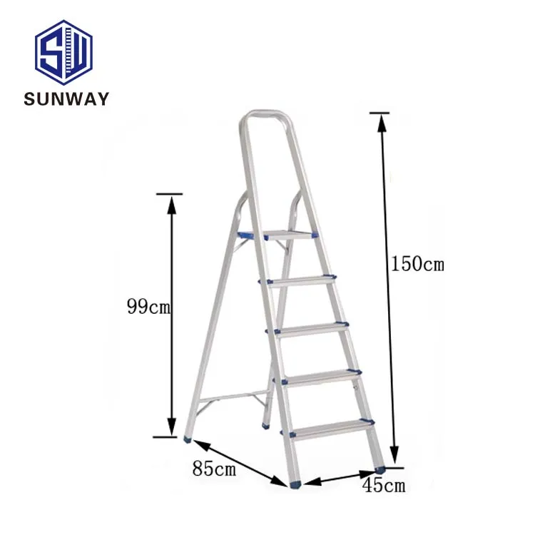 High Quality Handrail Foldable Aluminum Ladder 5 Steps Household Ladder For Garden