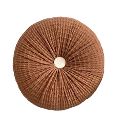 Decorative 3D Pumpkin Round Throw Pillow Velvet Pleated Sofa Pillow Cushion for Couch Chair Bed Car Home Decoration