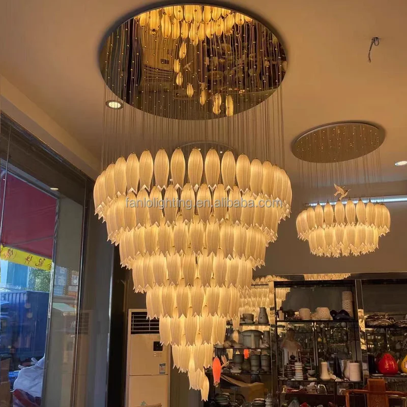 Nordic Flower Modern LED Ceramics Chandelier Lamp Tulip Pendant Light Hanging Lighting for Kitchen Island bar Wedding