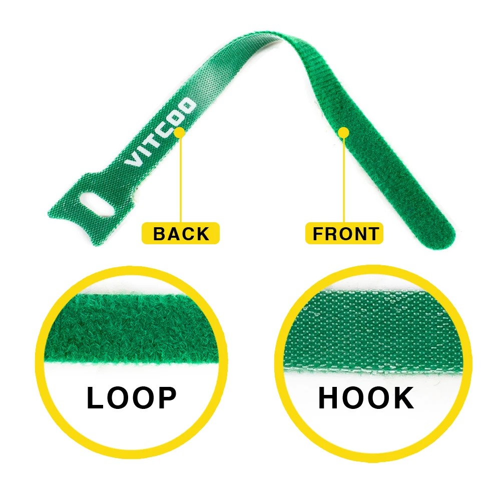 Releasable Wire Organizer Double Side Strap Colorful Back to Back Hook and Loop Cable Ties