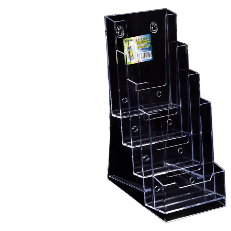 Clear Plastic Table/Wall Mount 5 Tier A6 Brochure Holder Brochure Display Stand Clear Literature Organizer Magazine Rack