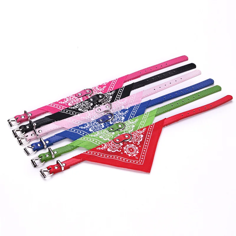 Wholesale Best Designer Pet Straps For Small Dog Pu Leather Pet Bandana Dog Bandana