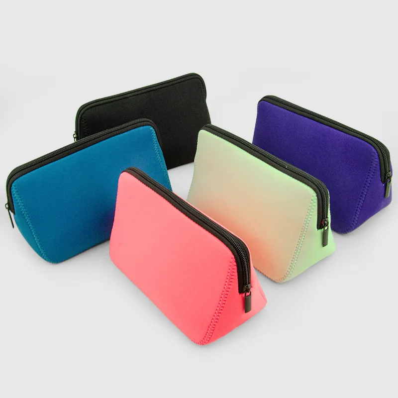 Custom Small Blank Toiletry Bag Neoprene Pouch Make Up Pouch Cosmetic Bag with Zipper