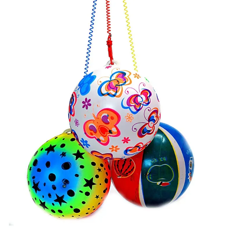 Inflatable Sprinkler Beach Ball and Portable Bounce Ball Chain with Spring Rope