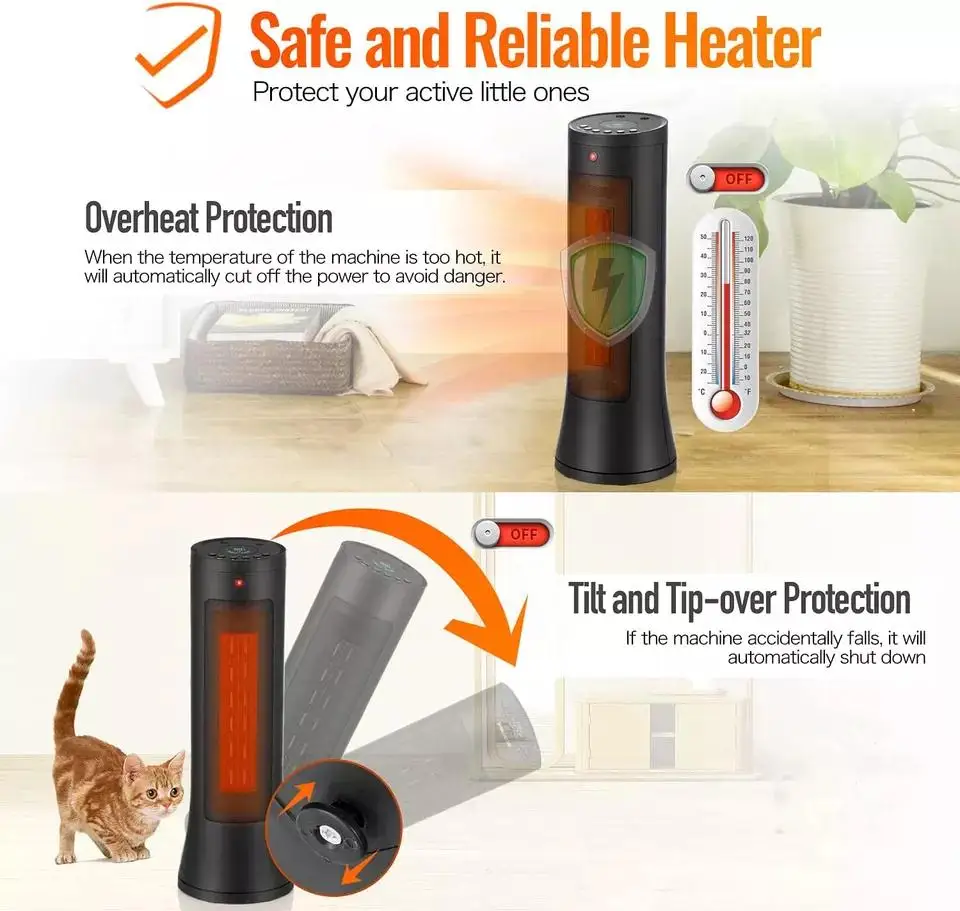 Tower Space Heater Electric Small Household Heater Portable Desktop Vertical Whole House Heater