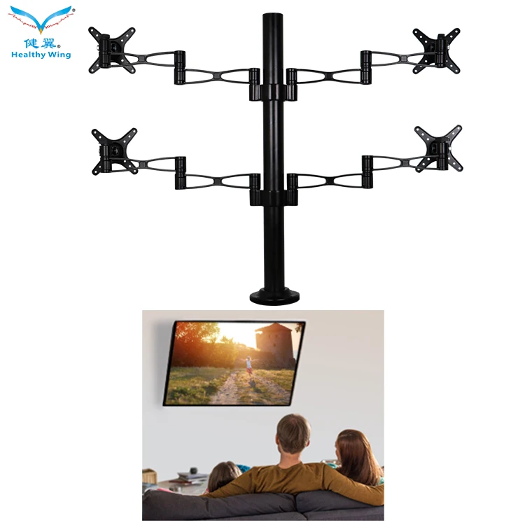 Dual Arms Monitor Stand For 14 -29 Computer Monitor With Gas Spring Arm