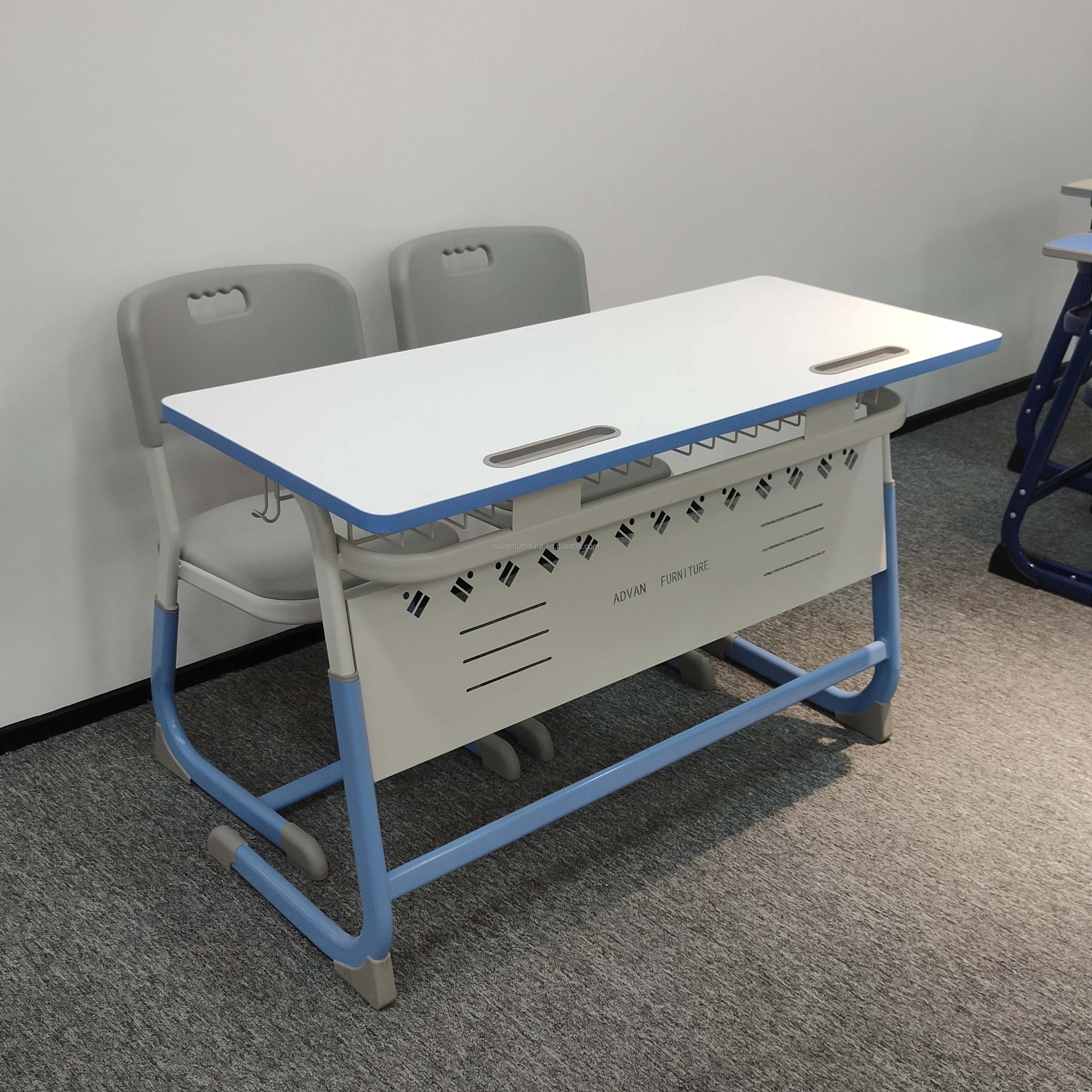 High Quality Double Wooden Desktop School Desk And Chair School Furniture Ergonomic Design for Study