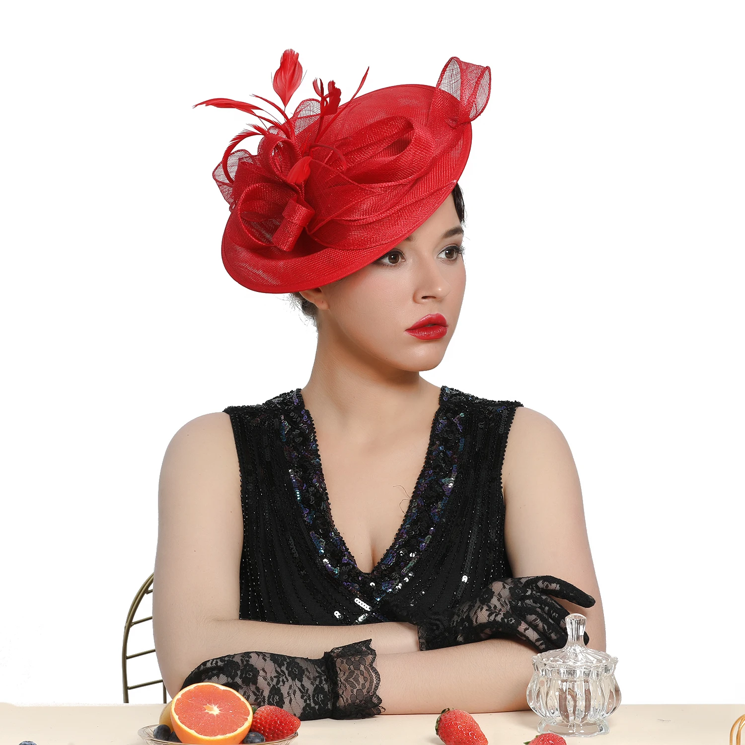 Premium Sinamay Wedding Hats Church Hat Fascinators Hat With Clips for Women