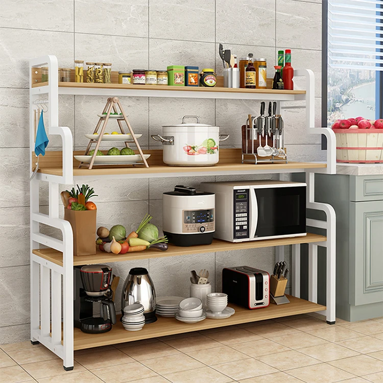 Стойка-органайзер для микроволновой печи деревянная подставка кухонной посуды шкаф хранения кухонная полка