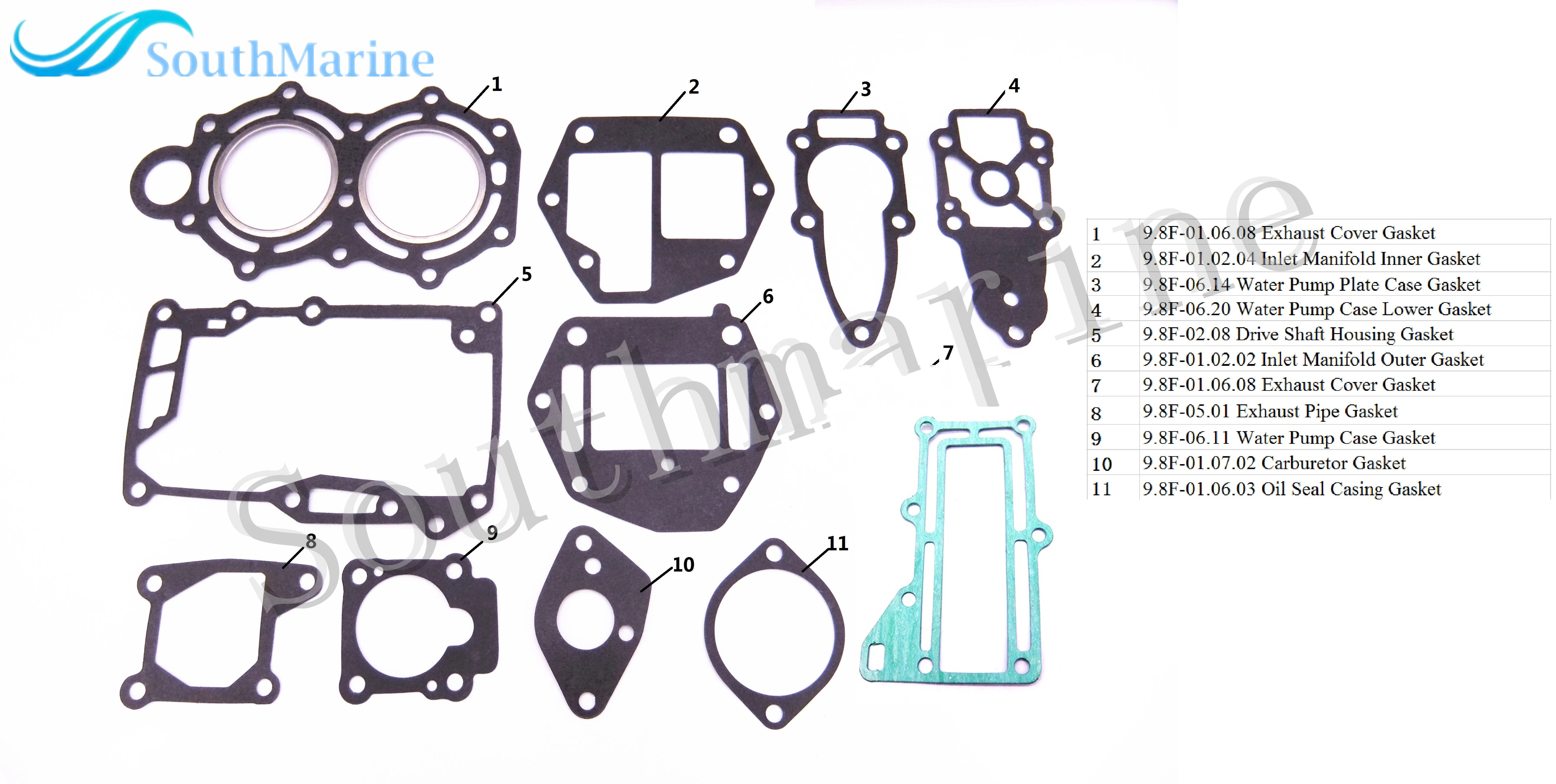 Outboard Motor Complete Power Head Seal Gaskets Kit for Tohatsu / Nissan 2-Stroke 6HP 8HP 9.8HP