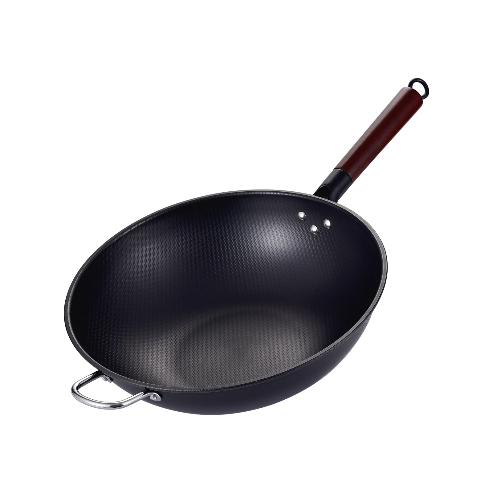 Premium Stainless Steel Wheat Ear Pot Without Coating Braised Pan Fine Iron Non Stick Wooden Handle Cooking Wok