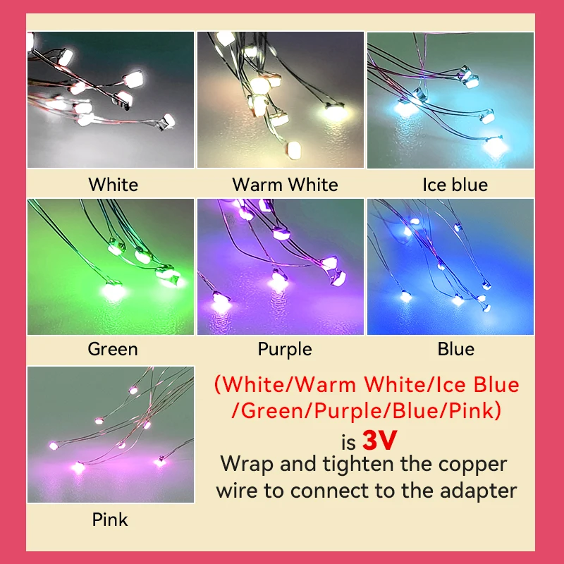 0.08mmSMD Led Model lighting Toys Train HO N Scale Model Trains Pre-soldered Micro Litz Wired LED Leads Light Layout for Diorama