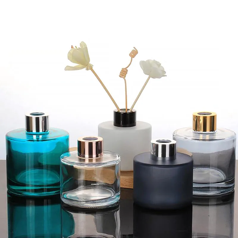 50ml 150ml 200ml Empty Luxury Round Clear White Perfume Reed Glass Diffuser Bottle With Screw Lids Wholesale