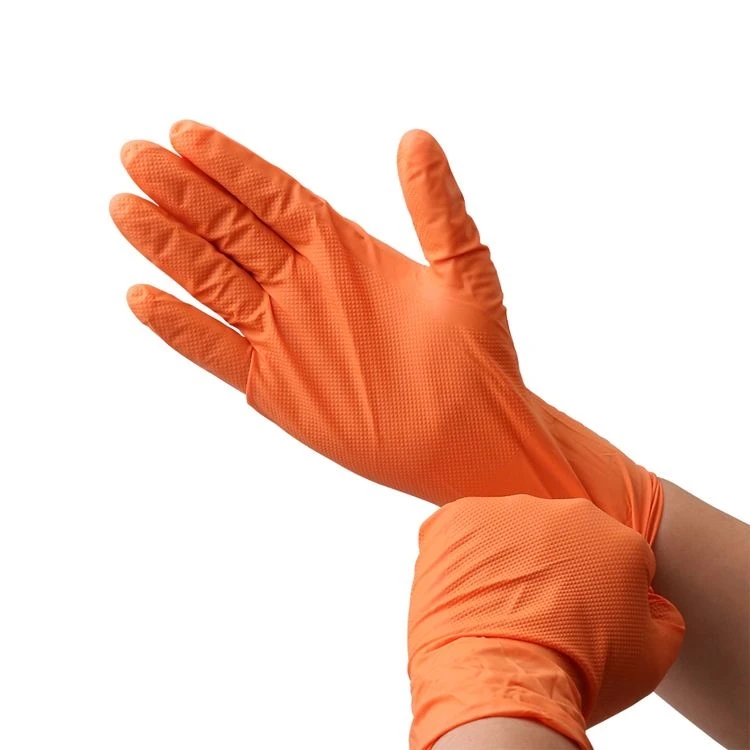 Diamond Orange Advance Powder-Free Disposable Nitrile Gloves 6 Mil Heavy Duty