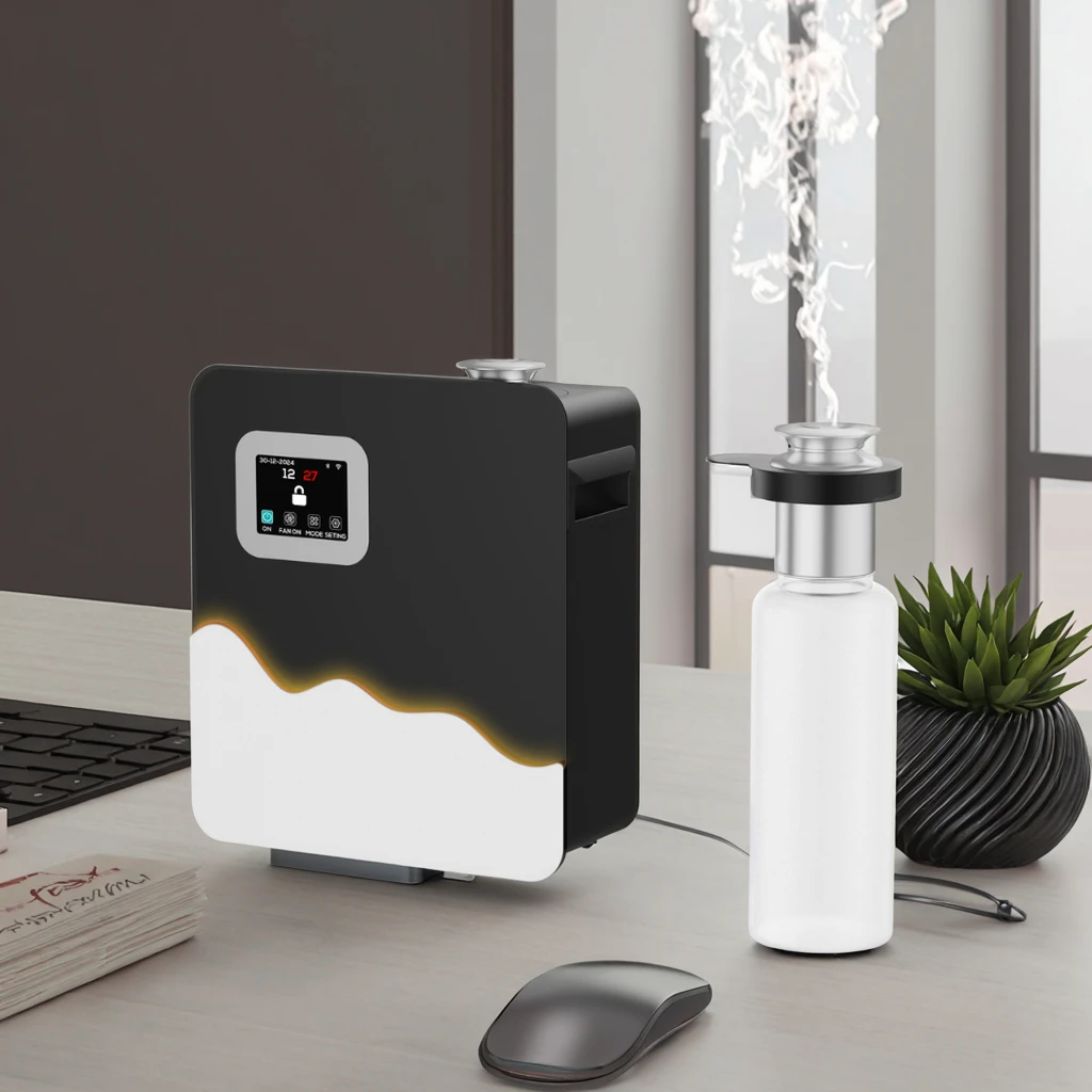 Wall Lock Aroma Diffusion Atomizer 500ML Tank Perfume Scent Oil System LCD Adjustable Color Anti-theft Essential Purifier