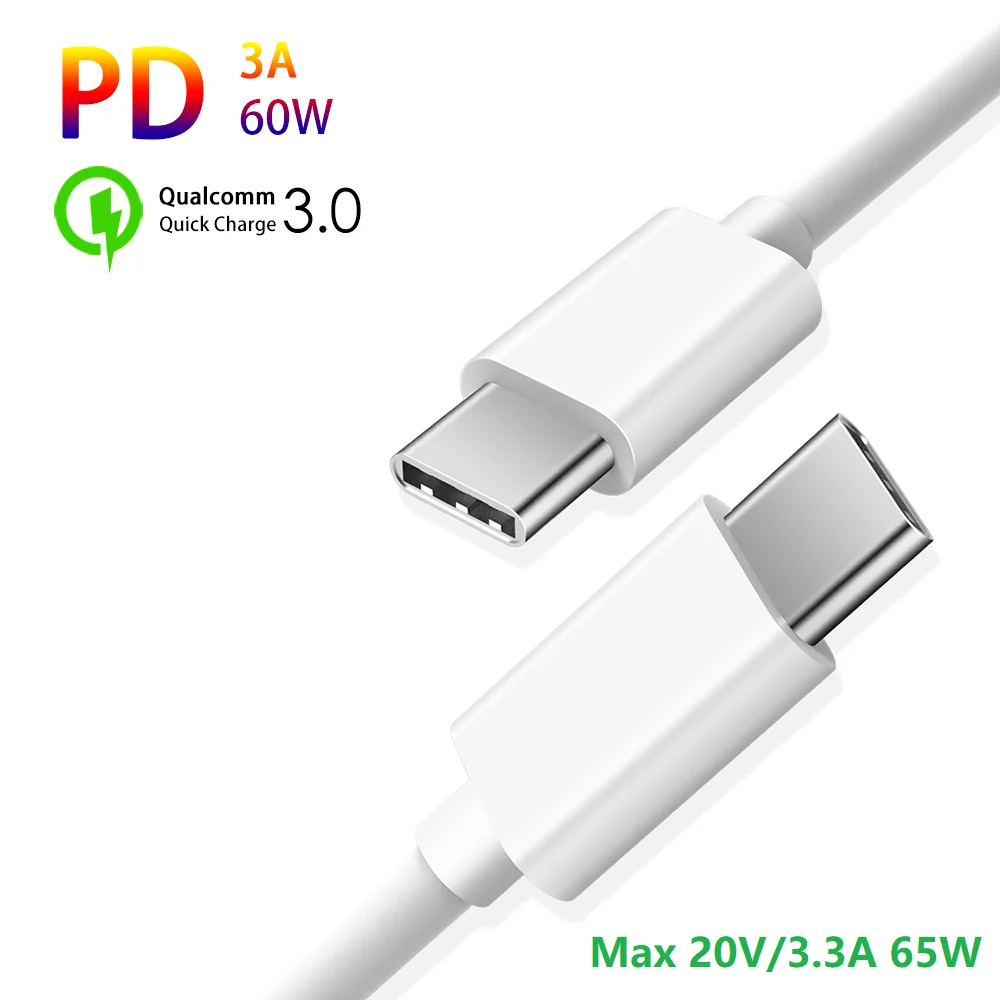 High Power PD3.0 60W 3A Fast Charging Data Cable Usb C To Usb C Quick Charger Cable For iPad iPod For Samsung Huawei Usb-C Cable