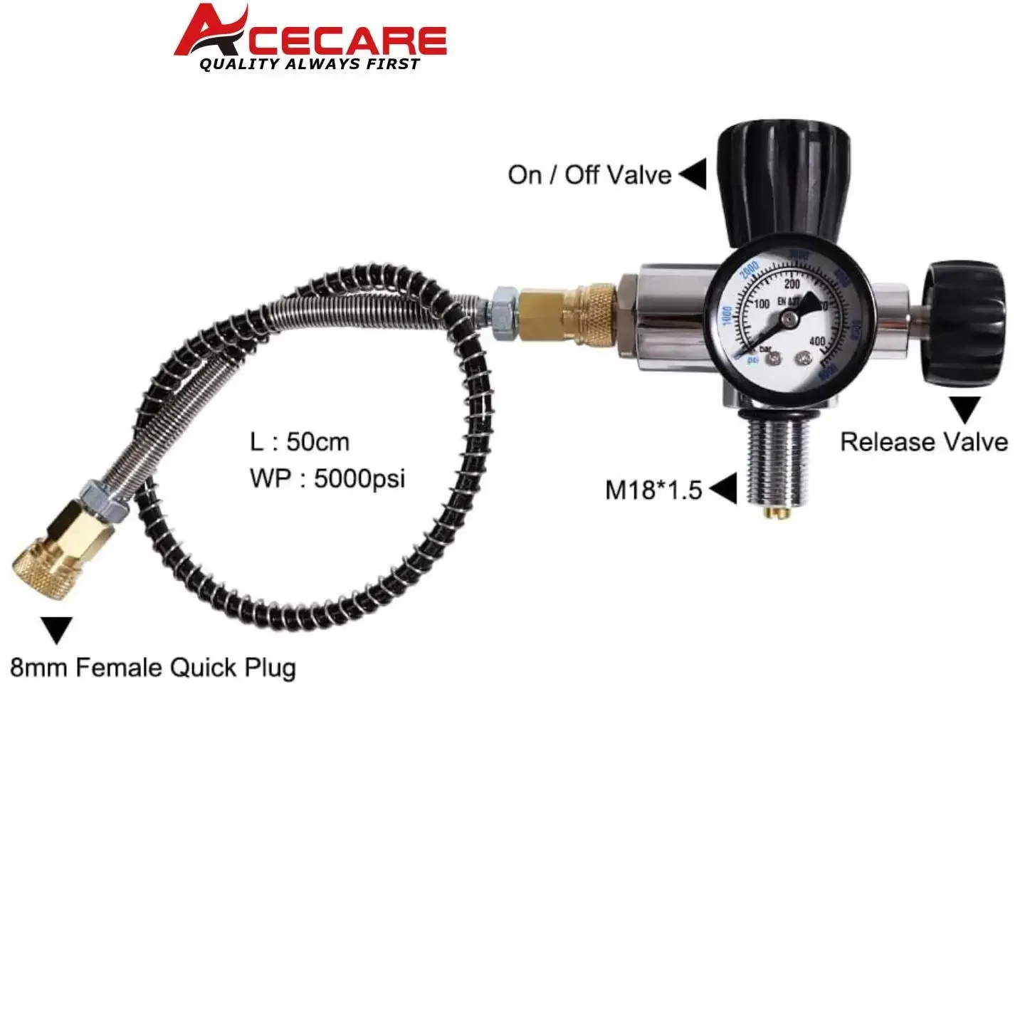 Acecare 4500psi 6 8l резервуар из углеродного волокна со сжатым воздухом с клапаном зарядной станции EN837 светящимся циферблатом