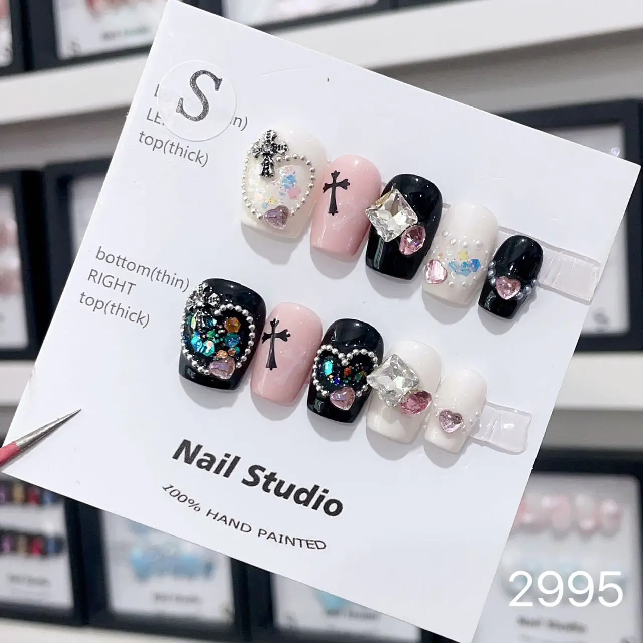 High Quality Thick Acrylic Press On Nails Handmade False Nails 10 Pcs Hand Painted Press On Nails