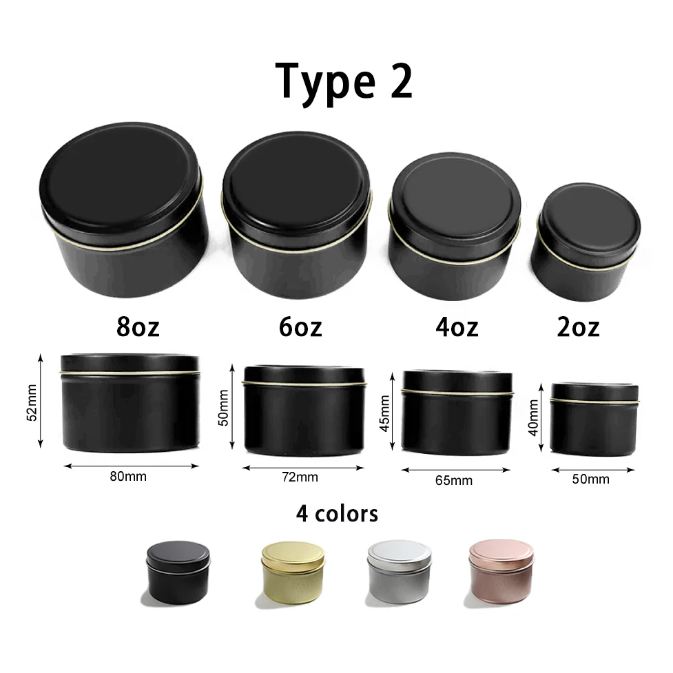 8 oz Metal Candle Tin Scented Candle Jar Round Scented Candle Tins Container